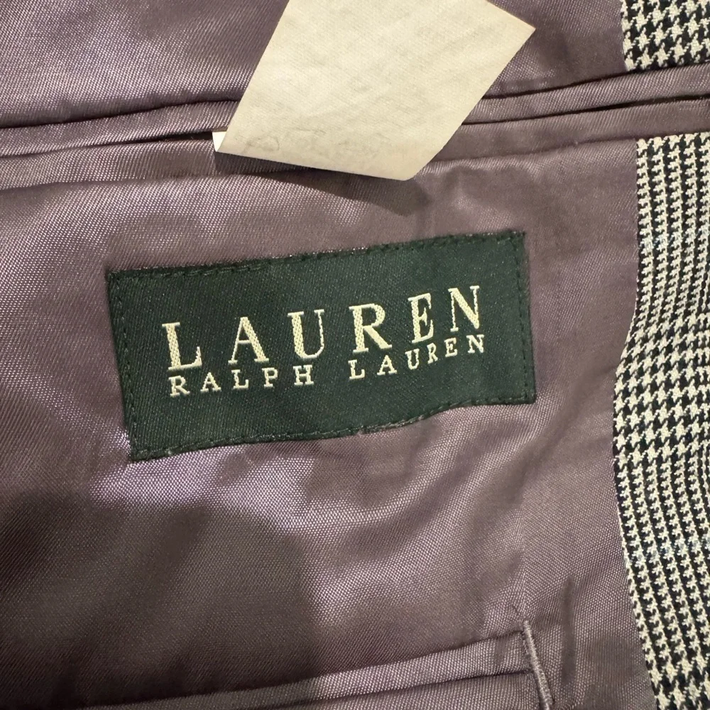 RALPH LAUREN HOUDSTOOTH PLAID SPORT COAT JACKET black blue 40S